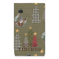 Good Tidings Green Tree & Globe Pattern Tea Towel Set