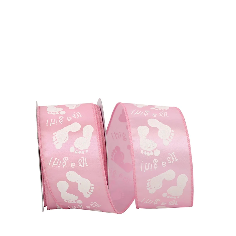 Reliant 2.5" x 20yd. Wired Pink Pitter Patter Ribbon