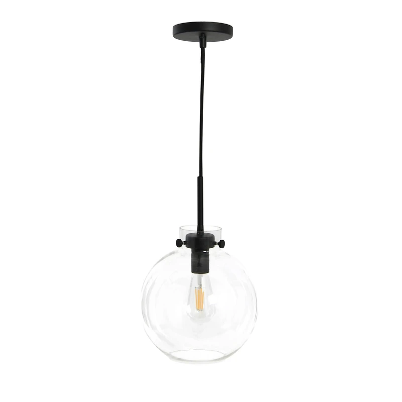Hello Honey® Robert Stevenson Lighting Marson 15" Clear Glass & Matte Black Metal Ceiling Light