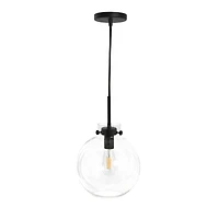 Hello Honey® Robert Stevenson Lighting Marson 15" Clear Glass & Matte Black Metal Ceiling Light
