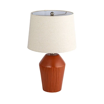 Hello Honey® 21" Brown Ribbed Round Stoneware Desk Lamp