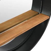 Hello Honey® Modern Round Metal Framed Wall Mirror with Shelf