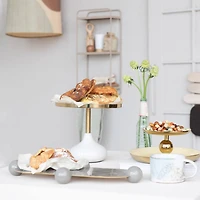 Hello Honey® 17.5" Gray Elegance Enamel Metal Tray with Ball Feet