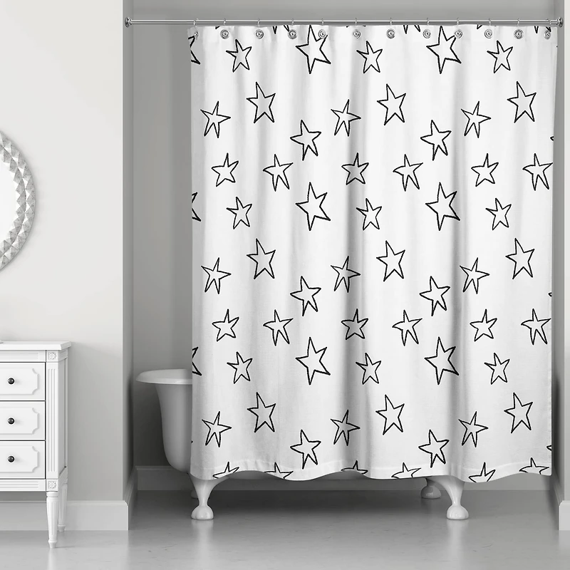 Simple Star Pattern 71" x 74" Shower Curtain