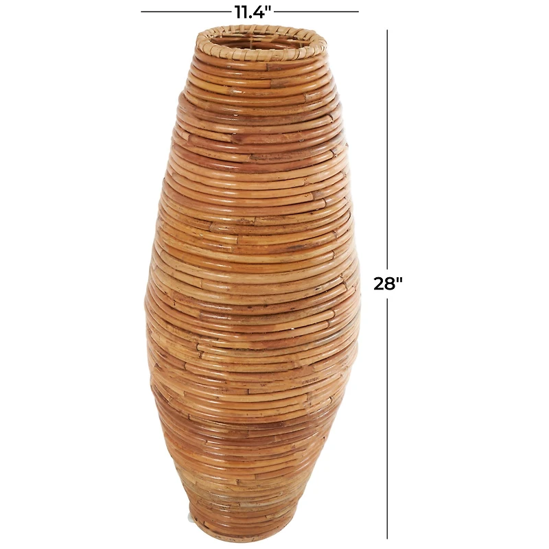 28" Brown Rattan Handmade Wrapped Vase