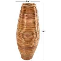 28" Brown Rattan Handmade Wrapped Vase