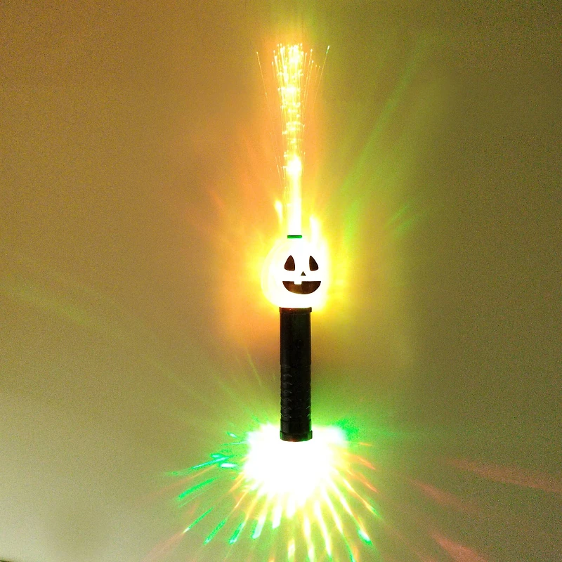 Orange Jack-O'-Lantern Light-Up Fiber Wand