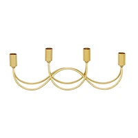 CosmoLiving by Cosmopolitan Gold Metal Contemporary Candelabra, 5" x 15" x 3"