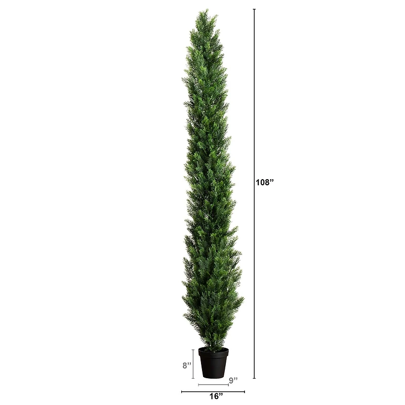 9ft. Potted Green UV Resistant Artificial Cedar Pine Tree