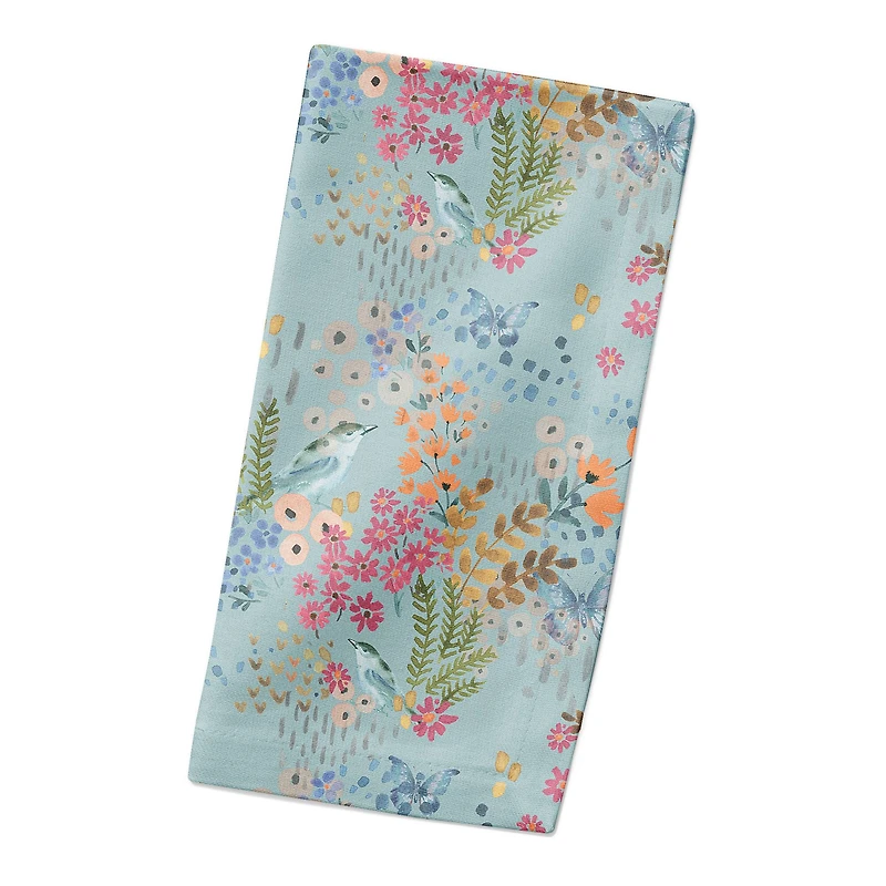Butterfly Bird Floral Cotton Twill Napkin