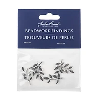 John Bead 24mm Silver Leaves Beadwork Pendants, 6ct.