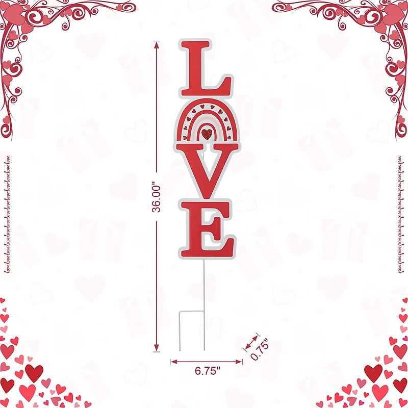 Glitzhome® 36" Valentine's Metal Rainbow "LOVE" Yard Stake