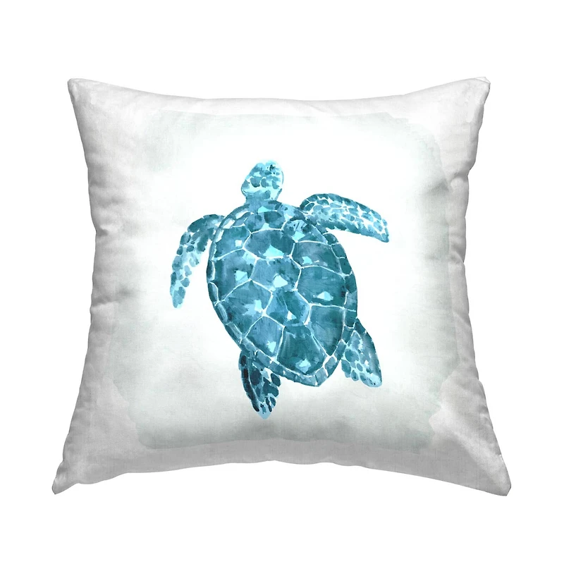 Stupell Industries Swimming Blue Sea Turtle Nautical Ocean Animal Throw Pillow, 18" x 18"