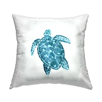 Stupell Industries Swimming Blue Sea Turtle Nautical Ocean Animal Throw Pillow, 18" x 18"