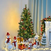 Costway 5ft Pre-Lit Entrance Fir Artificial Christmas Tree in Gold Urn Planter, Warm White LED Lights