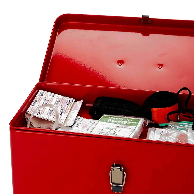 Mind Reader Red Large First Aid Kit Box With Detachable Tray & Top Handles