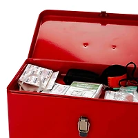 Mind Reader Red Large First Aid Kit Box With Detachable Tray & Top Handles
