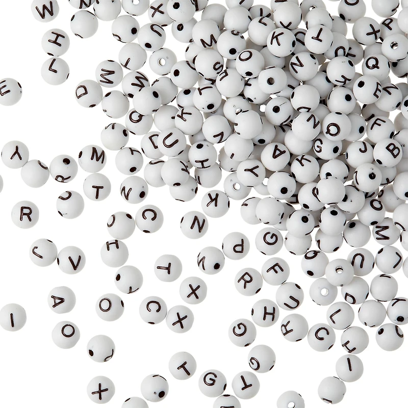 Alphabet Acrylic Round Craft Beads by Bead Landing™, 7.5mm