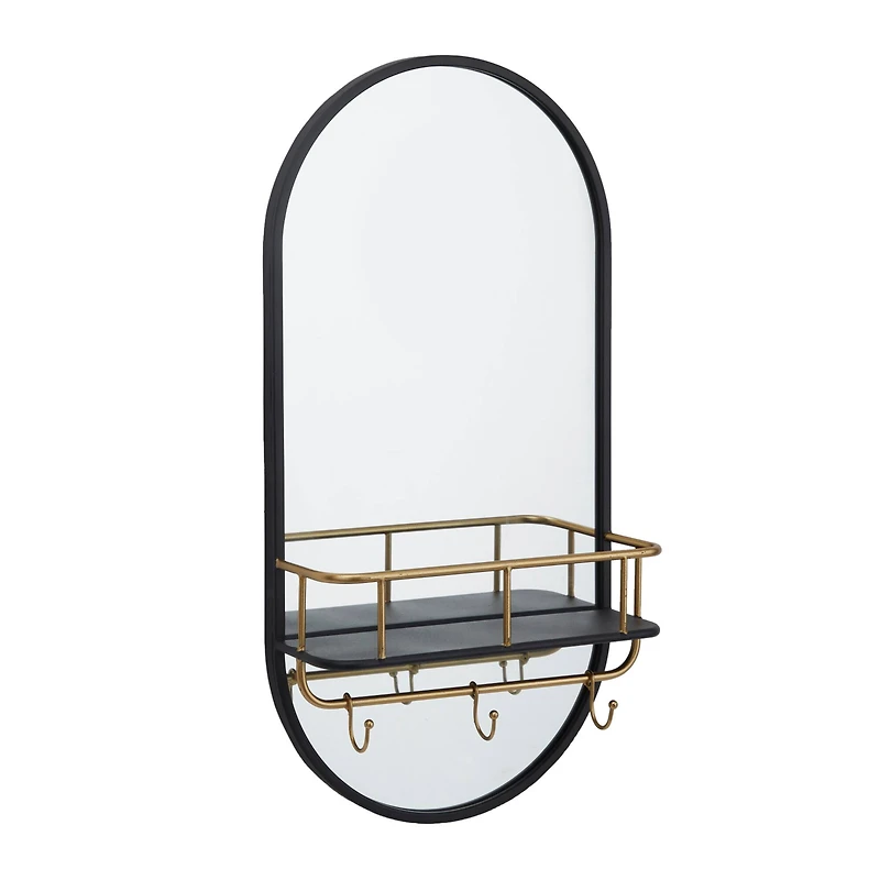 Black Metal Modern Wall Mirror, 14" x 5" x 28"