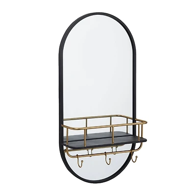 Black Metal Modern Wall Mirror, 14" x 5" x 28"