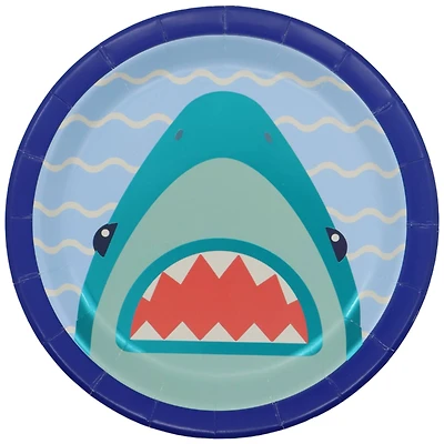 7" Blue Foil Shark Snack Plates, 8ct. by Celebrate It™