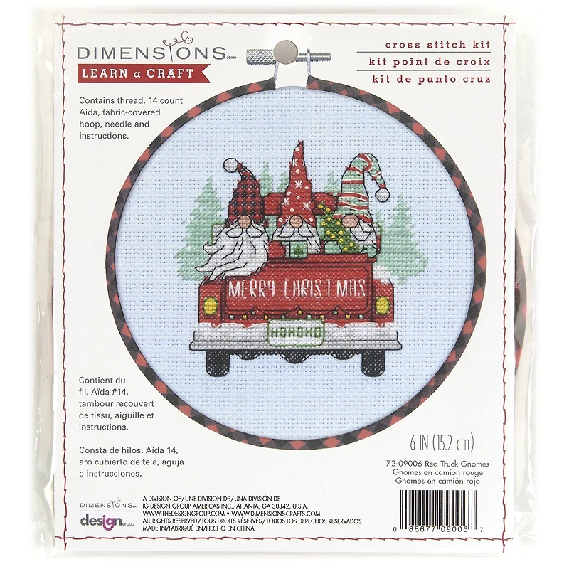 Dimensions® Learn-A-Craft Red Truck Gnomes Counted Cross Stitch Kit