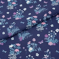 SINGER Floral Bouquets on Blue Cotton Fabric