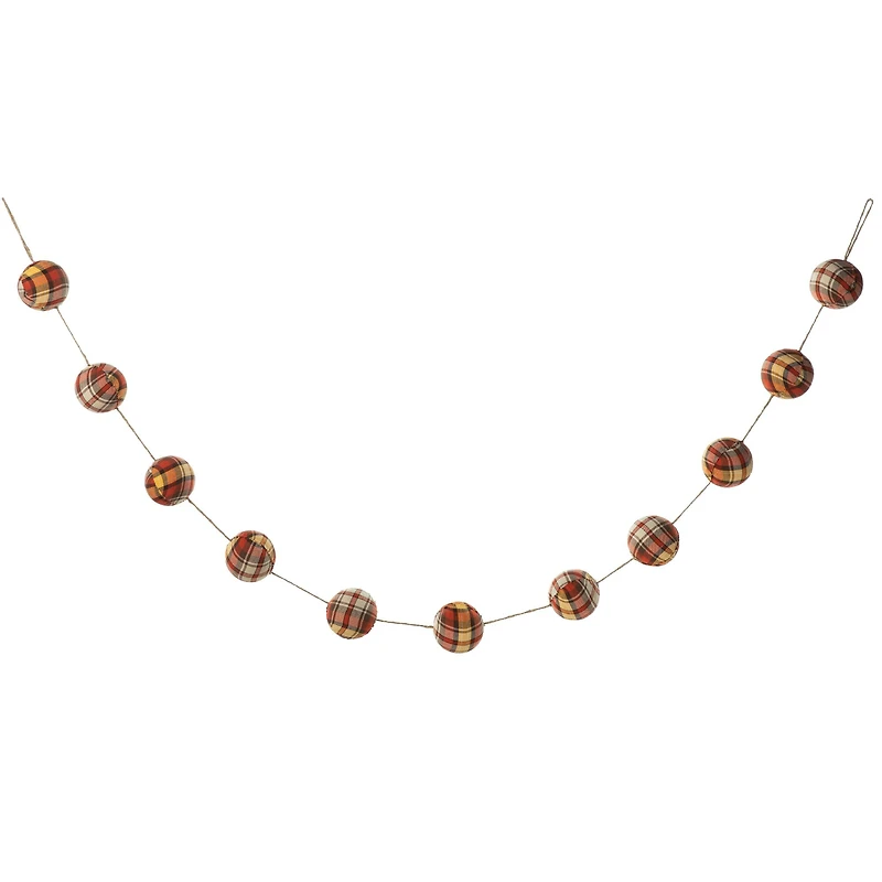 Glitzhome® 78.75" Fall Plaid Balls Garland