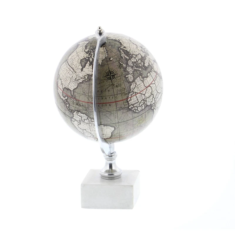 11" White Ceramic & Metal Contemporary Globe