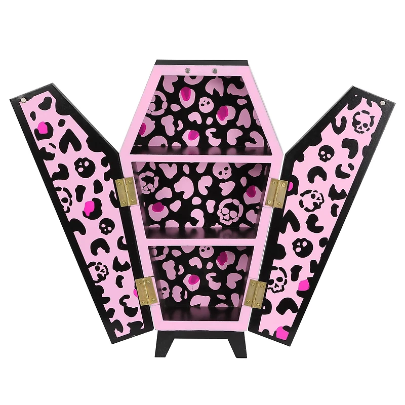 14" Black & Pink Leopard Print Coffin Tabletop Décor by Ashland®