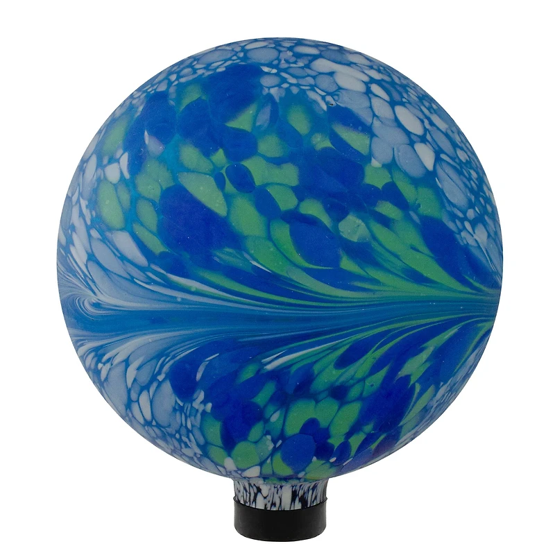 10" Blue White and Green Swirl Designed Glass Garden Gazing Ball