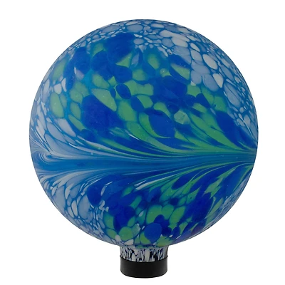 10" Blue White and Green Swirl Designed Glass Garden Gazing Ball