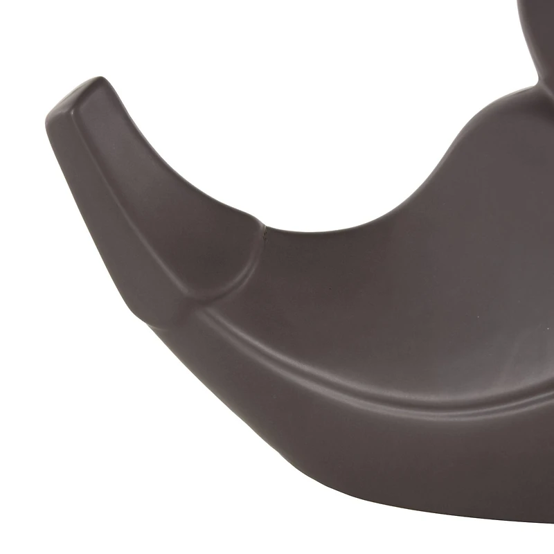 19" Black Slanted Ceramic Leaf Vase