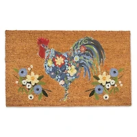 Blue Floral Rooster Collage Doormat