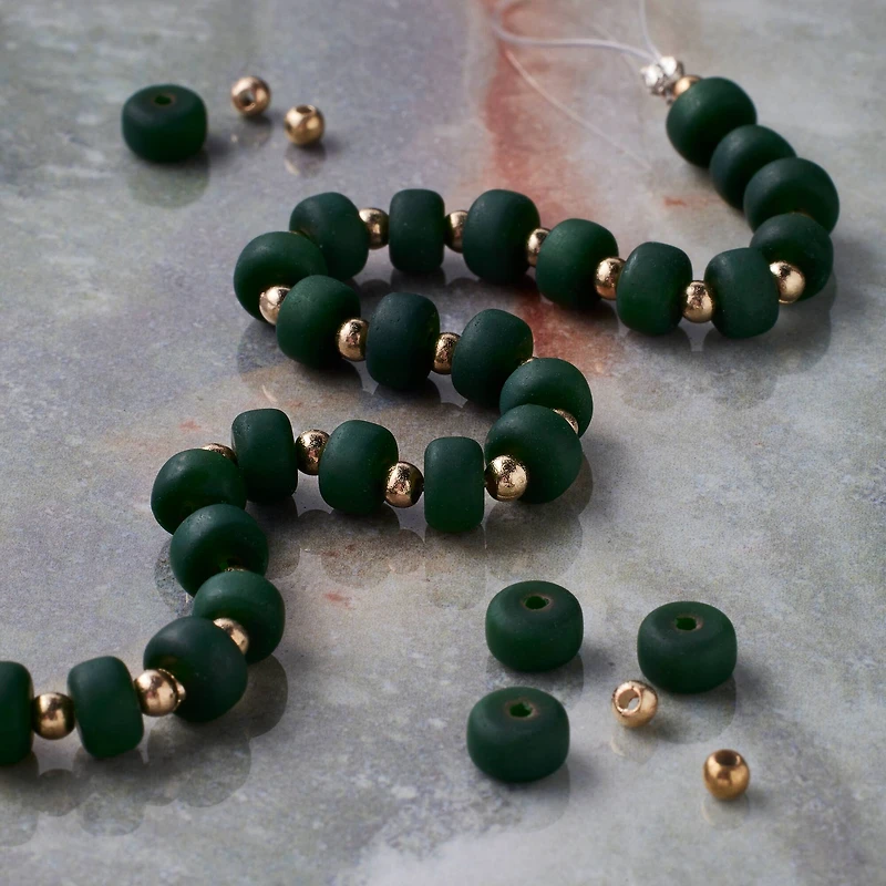 Green Matte Glass Rondelle Beads, 5.5mm by Bead Landing™