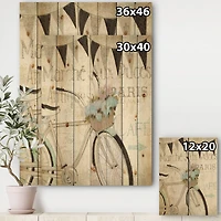 Designart - French Bicycle Flea Market I - French Country Print on Natural Pine Wood