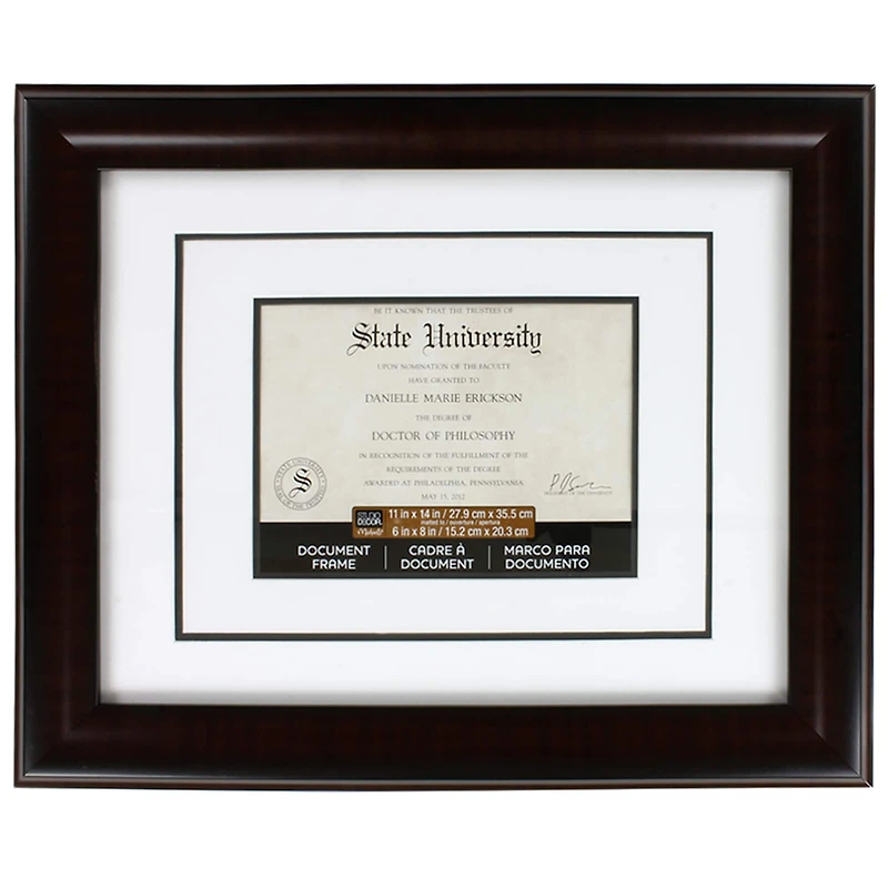 6 Pack: 6" x 8" Mahogany Document Frame with Double Mat by Studio Décor®