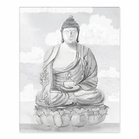 10" Gray Meditative Buddha Tabletop Canvas Décor