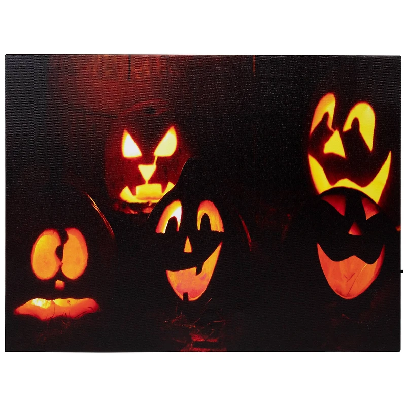 LED Lighted Silly & Spooky Jack-O-Lanterns Halloween Canvas Wall Art