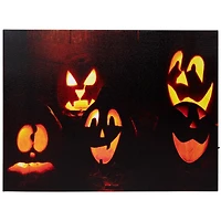 LED Lighted Silly & Spooky Jack-O-Lanterns Halloween Canvas Wall Art