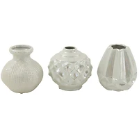 CosmoLiving by Cosmopolitan Cream Stoneware Glam Vase Set