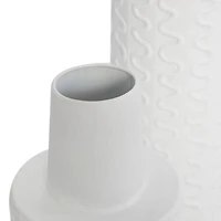 White Metal Abstract Wavy Textured Vase Set