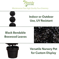 3ft. UV Resistant Artificial Halloween Black Triple Ball Boxwood Topiary (Indoor/Outdoor)