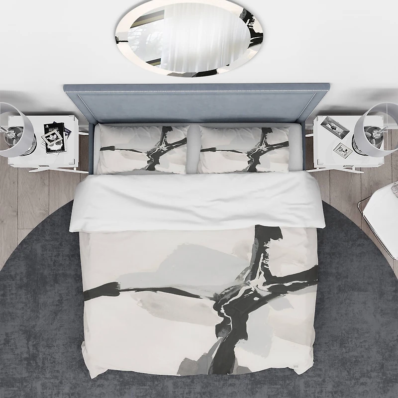 Designart 'Abstract Neutral III' Geometric Bedding Set