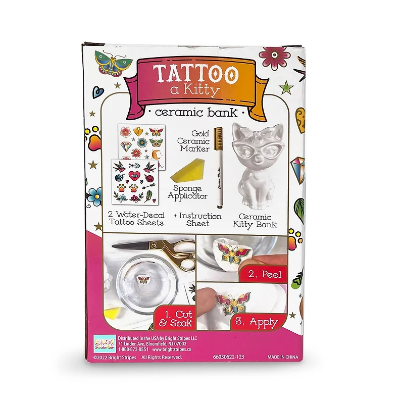 Bright Stripes Tattoo A Ceramic Kitty Bank Activity Kit