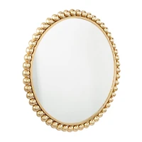 CosmoLiving by Cosmopolitan Gold Metal Wall Mirror with Bead Detailing 36" x 1" x 36"