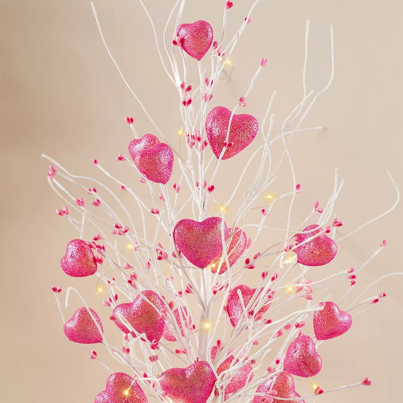 Glitzhome® 21" Lighted Valentine's Pink Heart Table Tree