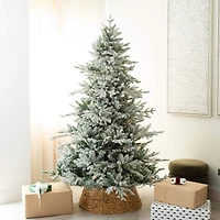 7ft. Pre-Lit Flocked Fir Artificial Christmas Tree, Warm White LED Lights 