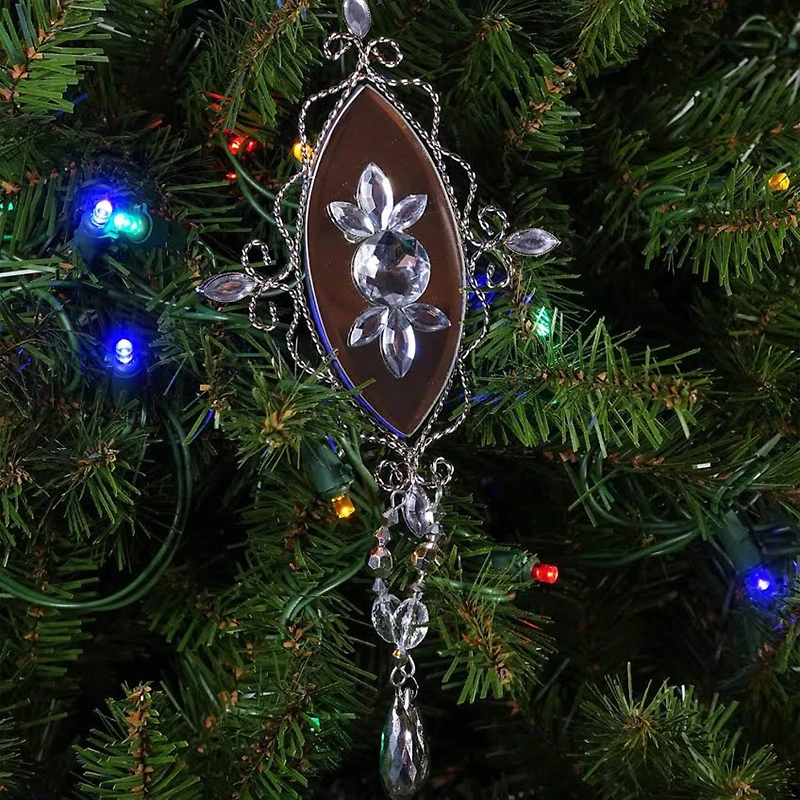 9.5" Silver Elegant Jeweled Mirrored Drop Christmas Ornament