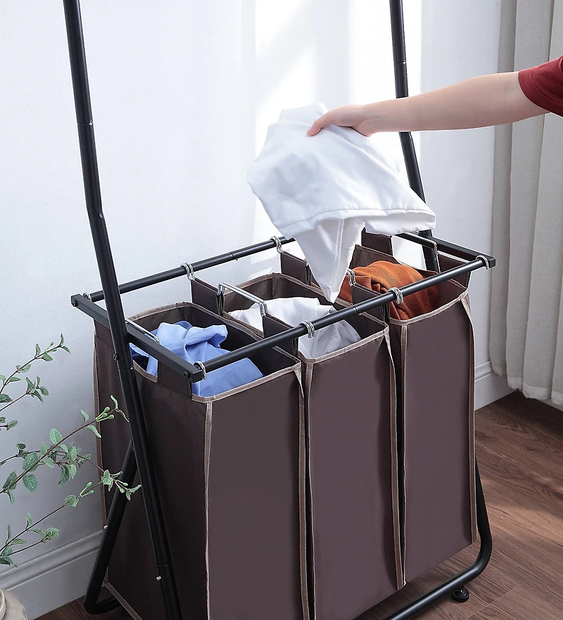SunnyPoint Laundry Sorter with Hanging Bar